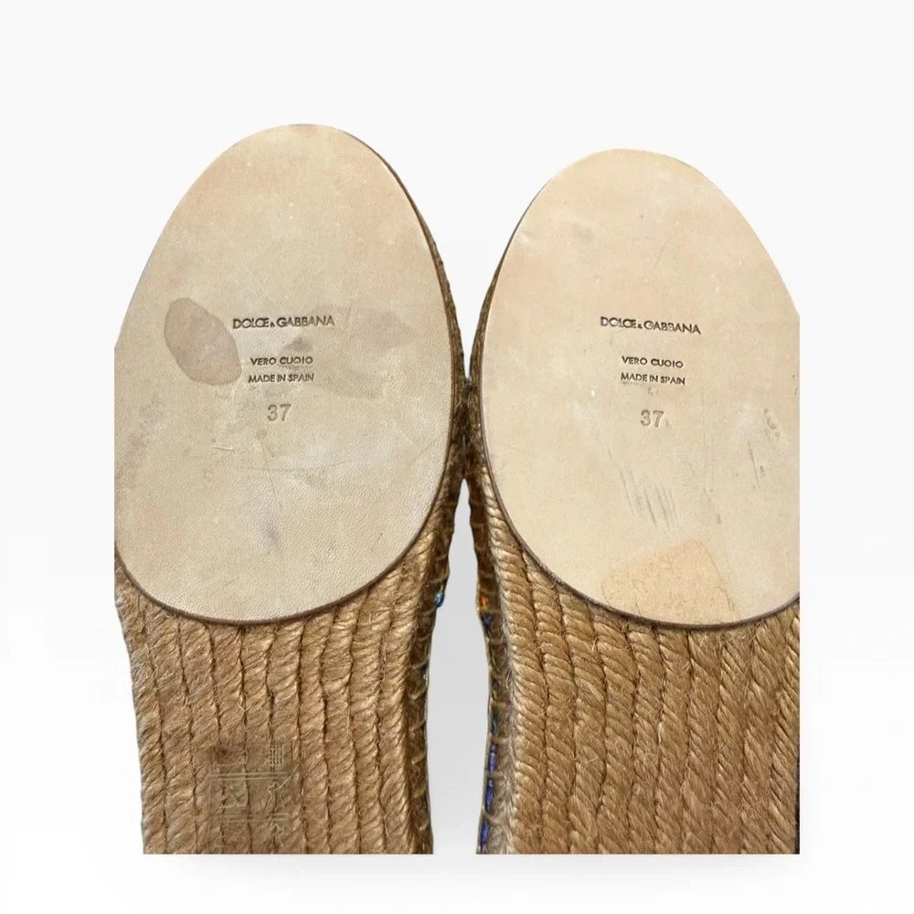 Dolce & Gabbana Portofino Italia Coastal Scenery Brocade Espadrilles EU 37 US 7